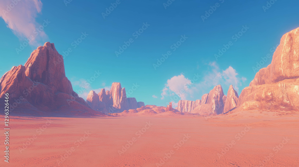 Naklejka premium Majestic desert landscape with towering mesas and clear blue sky