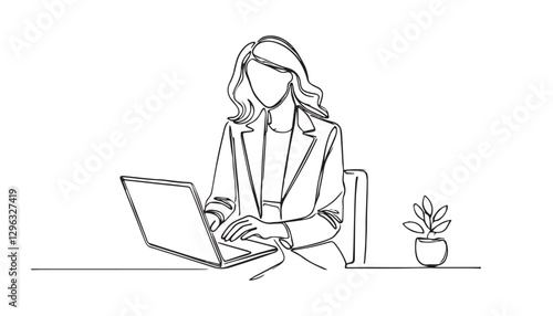 Continuous one single minimal line drawing businessman
