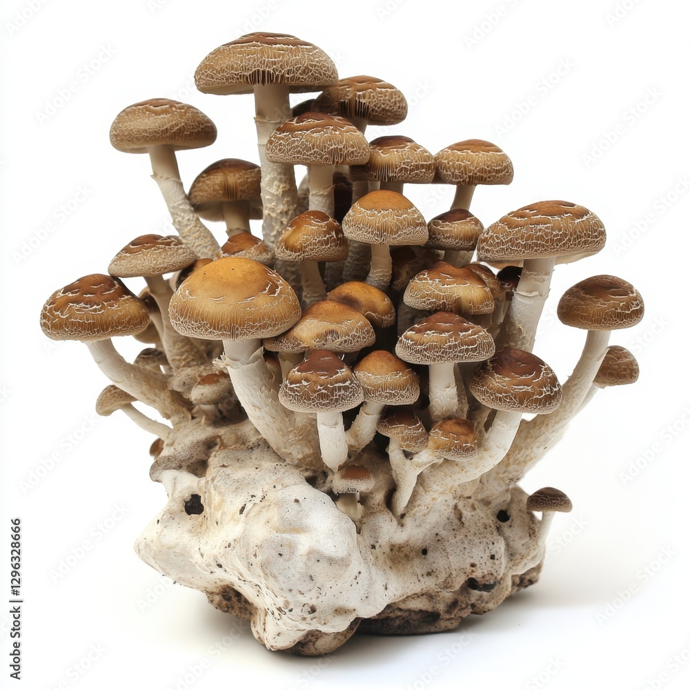 Cluster of Brown Mushrooms on a Natural White Background Cluster of Brown Mushrooms on a Natural White Background
