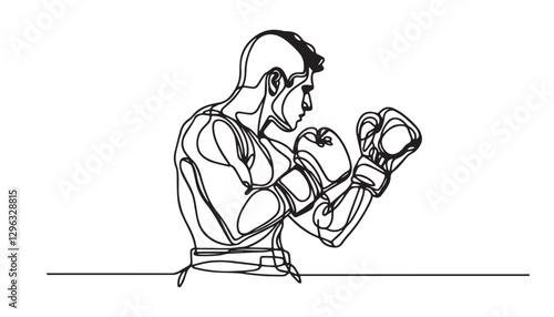 Continuous one single minimal line drawing boxer