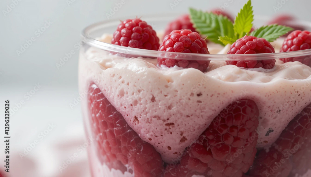 ice cream with raspberries