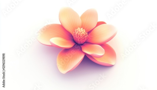 Beautiful Pink Flower with Delicate Petals on White Background