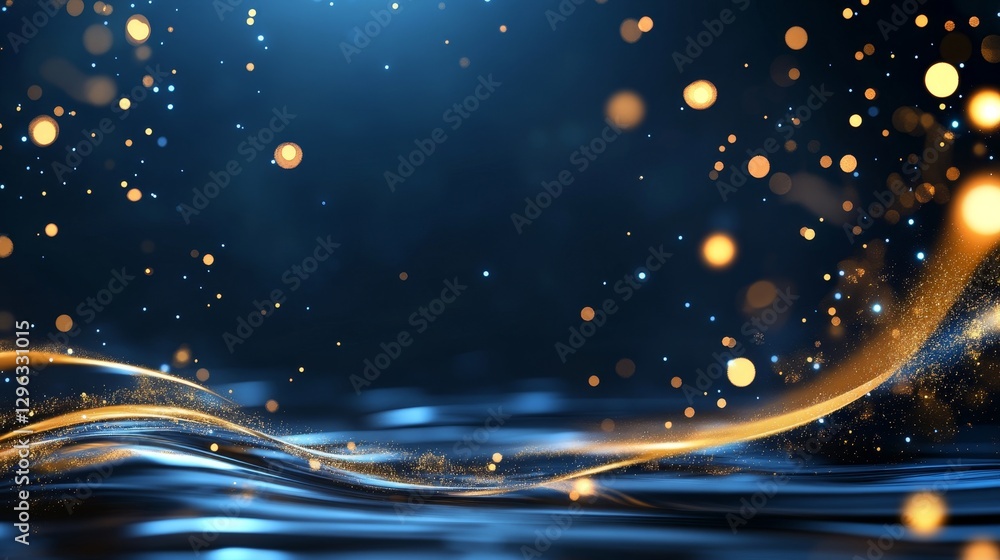 Obraz premium Blue and Gold Abstract Wave Background - Elegant, shimmering, luxurious, flowing, and magical. Symbolizing success, prosperity, transformation, and celebration