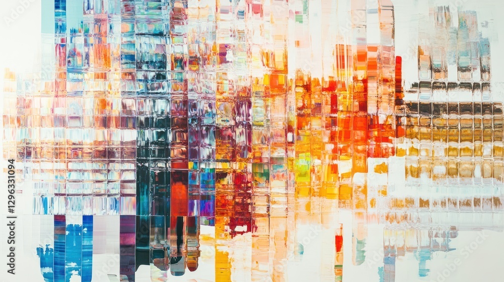 Fototapeta premium Abstract city landscape, vibrant colors, blurred background, modern art, website banner
