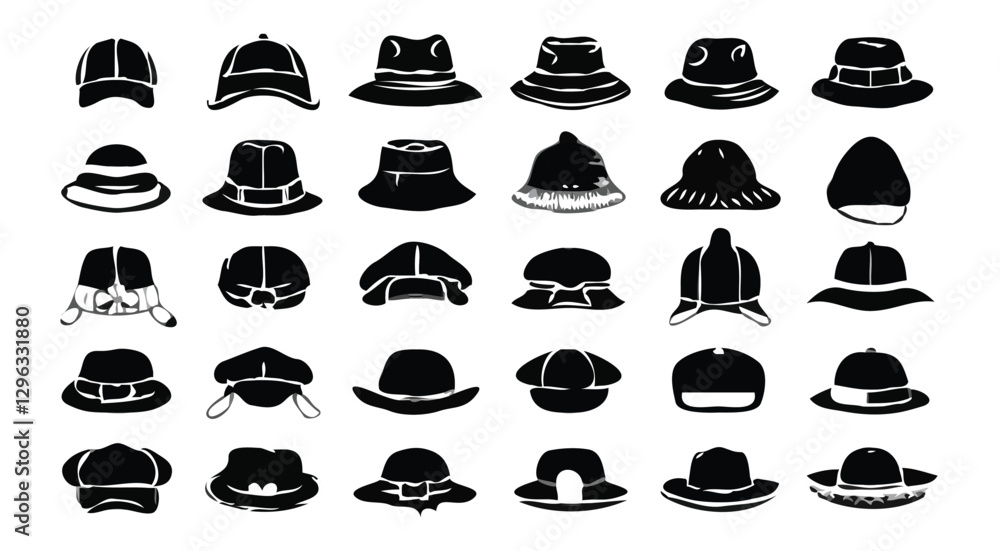 Set of hats silhouette vectors Set of hats silhouette vectors