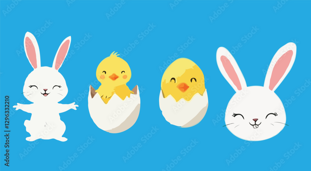 Easter bunny with eggs vectors Easter bunny with eggs vectors
