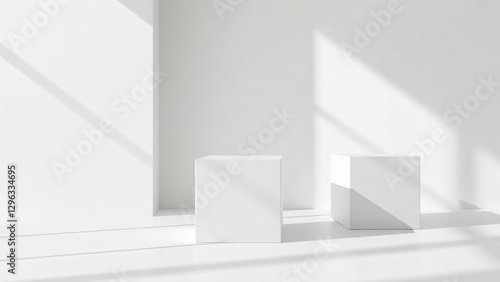 Wallpaper Mural Minimalist White Cubes with Soft Shadows in Bright Sunlight Torontodigital.ca