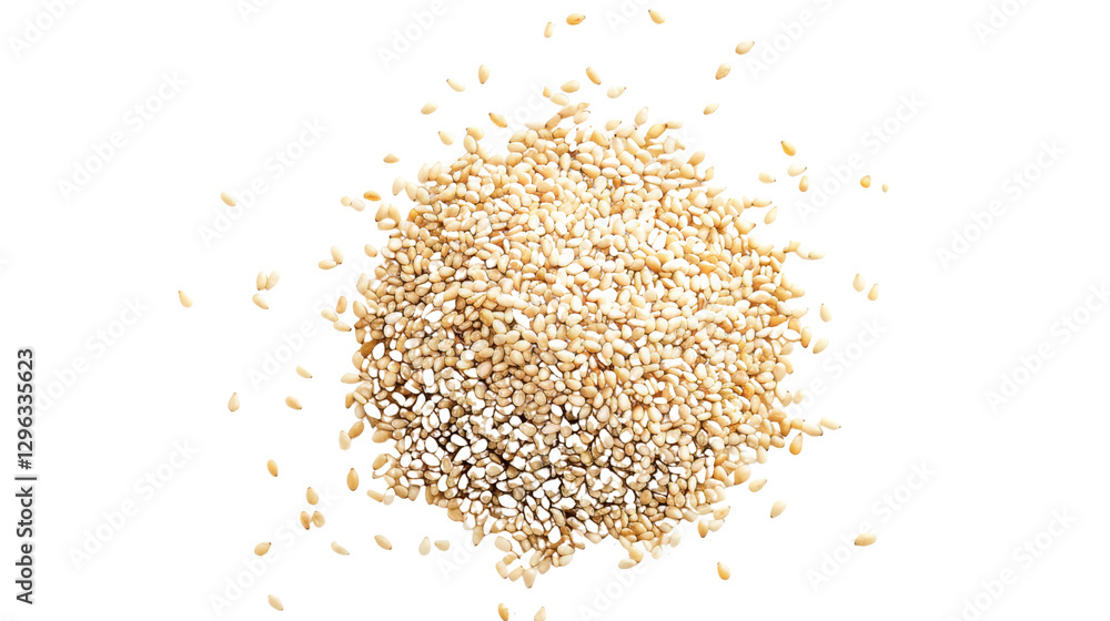 Sesame seeds falling on transparent background Sesame seeds falling on transparent background