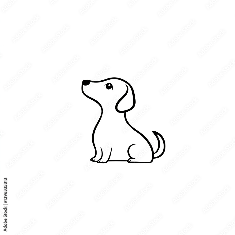 Obraz premium Adorable Puppy Line Art: A Simple, Minimalist Design Perfect for Handmade Gifts and Pet-Themed Products