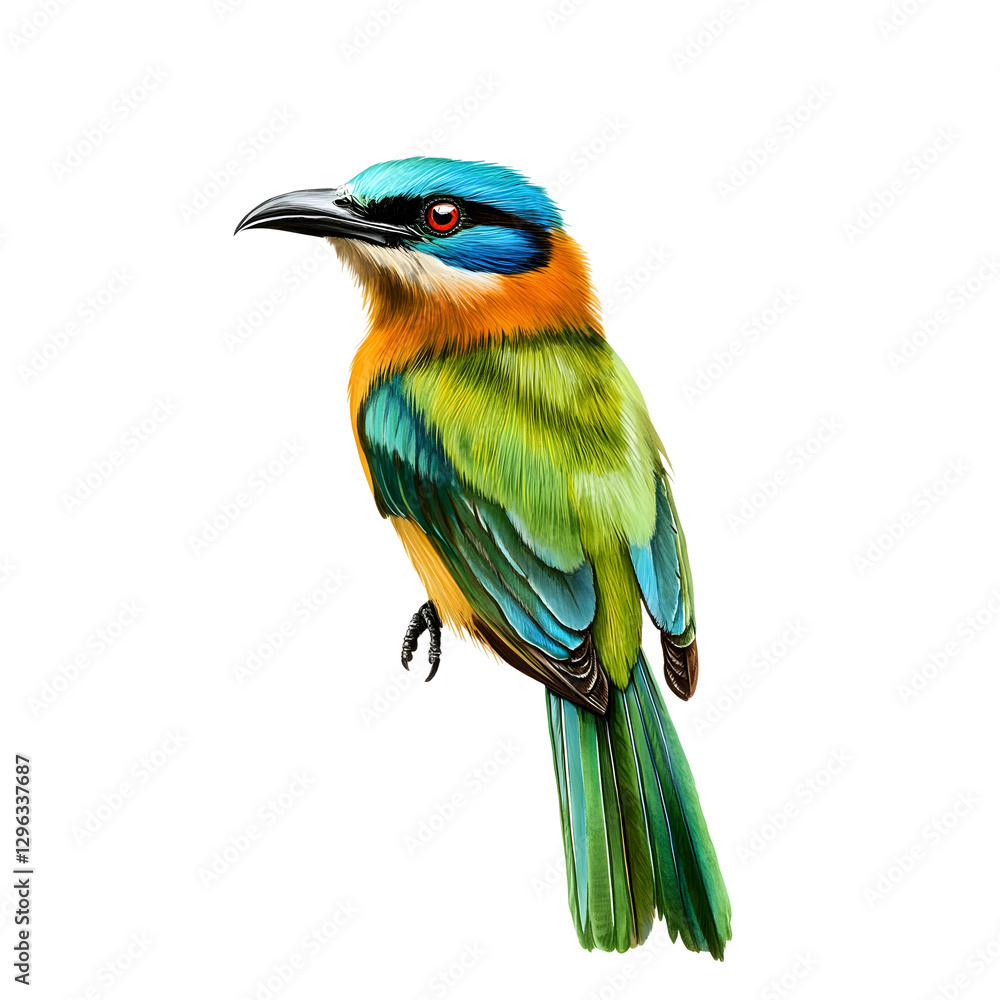 Fototapeta premium turquoise-browed motmot with green blue