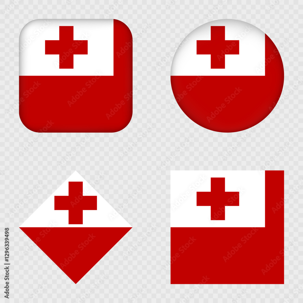 Fototapeta premium Tonga Flag Icons Pack. Vector illustration.