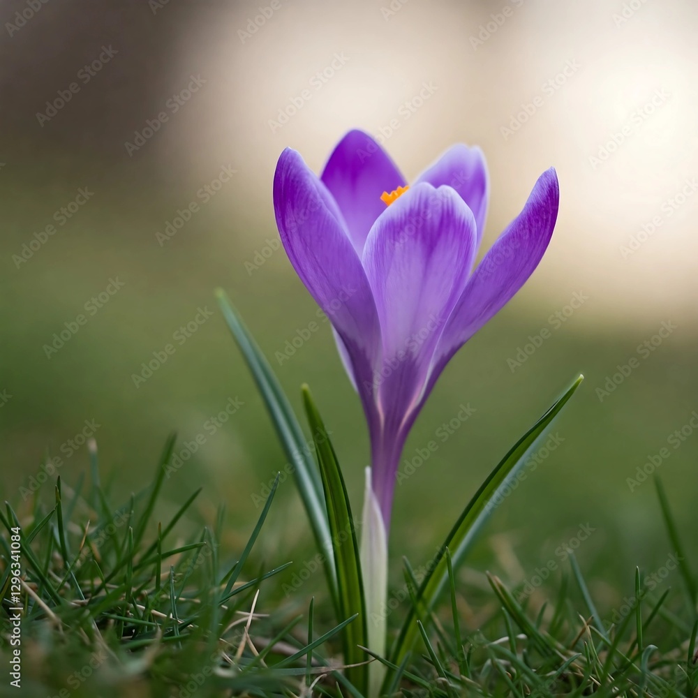 Beautiful Purple Crocus, Spring Flower Beautiful Purple Crocus, Spring Flower