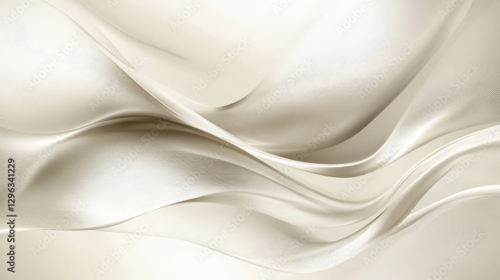Obraz premium Flowing cream colored silk fabric exhibiting elegant wavy design