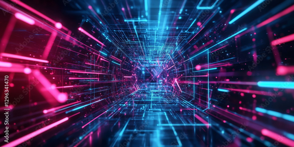 A futuristic 3D abstract background showcasing an intricate lattice of interconnected neon light beams, forming a mesmerizing high-tech web. The reflections and deep textures add a cyberpunk feel. A futuristic 3D abstract background showcasing an intricate lattice of interconnected neon light beams, forming a mesmerizing high-tech web. The reflections and deep textures add a cyberpunk feel.