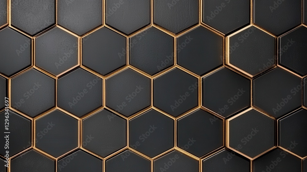 Black and Gold Hexagonal Pattern Wall Tiles for Modern Interiors Black and Gold Hexagonal Pattern Wall Tiles for Modern Interiors