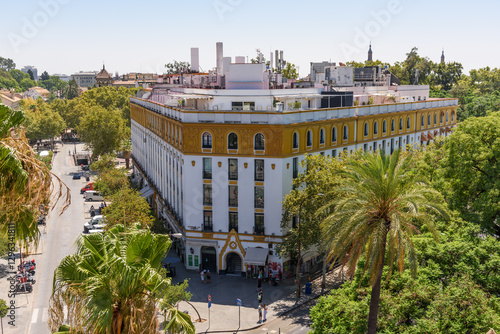 Obraz na płótnie Seville, Spain - August 01, 2024: Walking the streets of the old town of Seville, Spain. w salonie