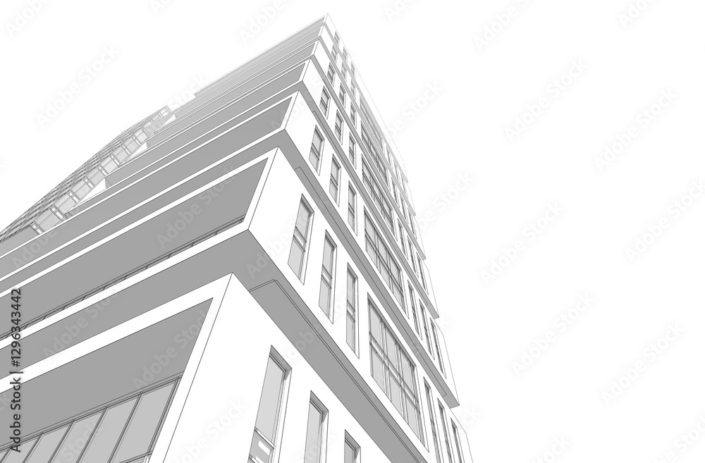 sketch of modern building sketch of modern building