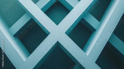 Abstract Geometric Lines in Soft Blue and Green Tones