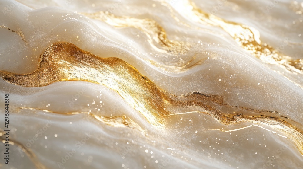 Obraz premium Abstract image of flowing white and gold textured surfaces