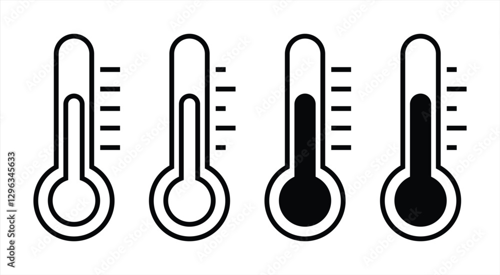 Collection of Thermometer Temperature Icon. Vector Illustration, Collection of Thermometer Temperature Icon. Vector Illustration,