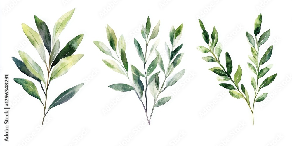 Fototapeta premium Natural Branches - Watercolor Illustration
