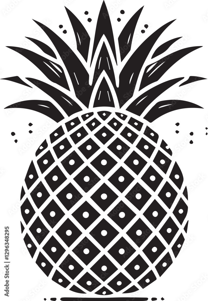 Obraz premium pineapple clipart vector, pineapple vector illustration, pineapple silhouette logo vector, pineapple black and white background