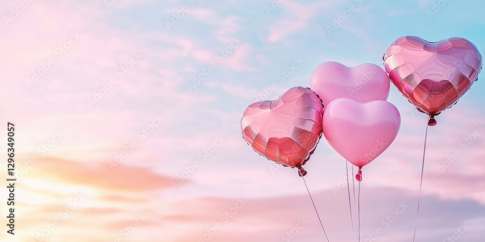 Fototapeta premium Pink Balloons in Sky