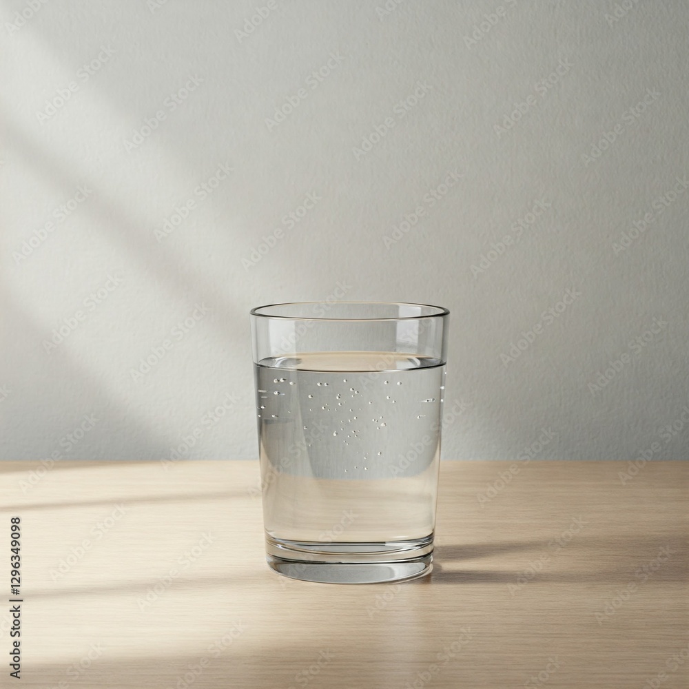 Glass of water on wooden table Glass of water on wooden table