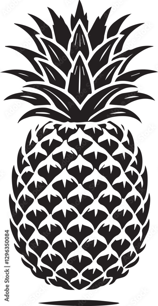 Obraz premium pineapple clipart vector, pineapple vector illustration, pineapple silhouette logo vector, pineapple black and white background