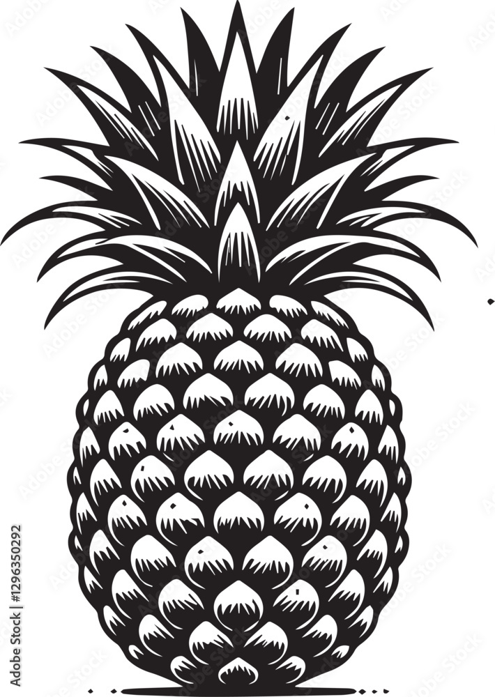 Obraz premium pineapple clipart vector, pineapple vector illustration, pineapple silhouette logo vector, pineapple black and white background
