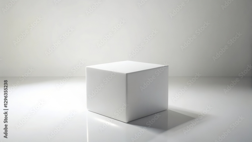 A simple white cube rests on a pristine surface, illuminated by a soft light, providing a minimalist backdrop for product displays or design presentations. A simple white cube rests on a pristine surface, illuminated by a soft light, providing a minimalist backdrop for product displays or design presentations.
