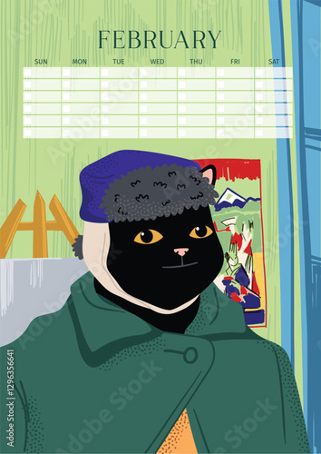 Van Gogh’s Cat, A Bold and Expressive Post-Impressionist Cat Illustration, Perpetual Calendar, Poster