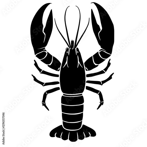 An illustration featuring a black lobster silhouette set against a clean white background depicting a lobster with detailed claws and antennae, symbolizing strength and resourcefulness.