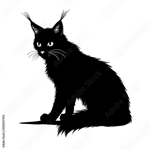 An illustration featuring a black lynx silhouette set against a clean white background showing a lynx with detailed ears and tail, symbolizing agility and stealth.