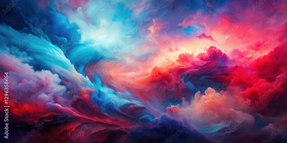 Abstract swirling cloudscape of vibrant hues, a mesmerizing blend of crimson, azure, and pearl, evoking a sense of ethereal beauty and boundless imagination. Abstract swirling cloudscape of vibrant hues, a mesmerizing blend of crimson, azure, and pearl, evoking a sense of ethereal beauty and boundless imagination.