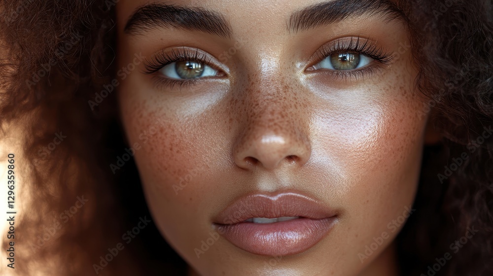 custom made wallpaper toronto digitalA woman is radiant face, devoid of makeup, is adorned with the natural beauty of healthy, luminous skin. The camera is lens captures her natural beauty, highlighting the delicate curves and contours