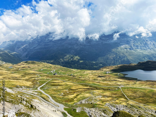 Alpine meadows and pastures on the slopes of the Uri Alps mountain massif, Melchtal - Canton of Obwalden, Switzerland (Kanton Obwald, Schweiz) photo