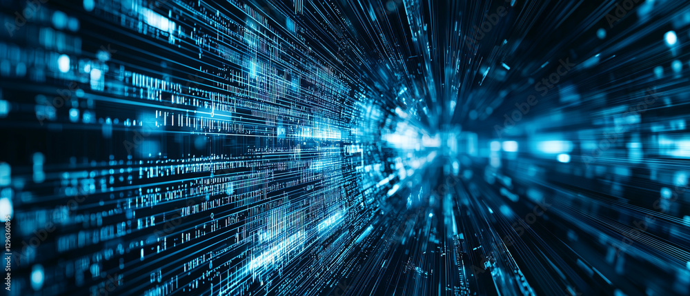 Futuristic Digital Data Stream High Speed Network Blue Technology Background Futuristic Digital Data Stream High Speed Network Blue Technology Background