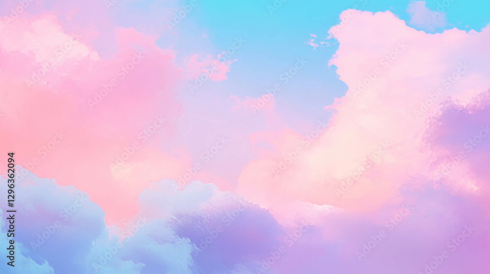 Serene pastel sky with soft fluffy clouds for dreamy background design Serene pastel sky with soft fluffy clouds for dreamy background design