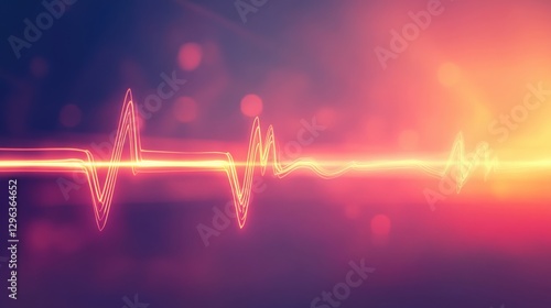 Glowing Minimalist ECG Heartbeat Line in an Ethereal Pastel Gradient Background. Generative AI