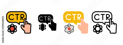 Set of CTR (Click-Through Rate) Icon Line, Line Filled, Glyph, Flat Icons