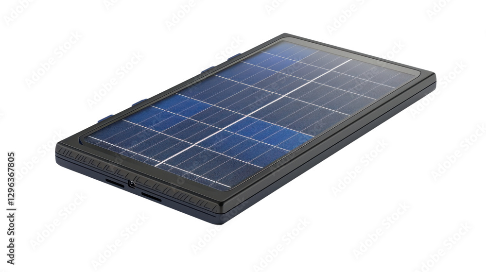 Portable solar panel converting sunlight into electricity on transparent background Portable solar panel converting sunlight into electricity on transparent background
