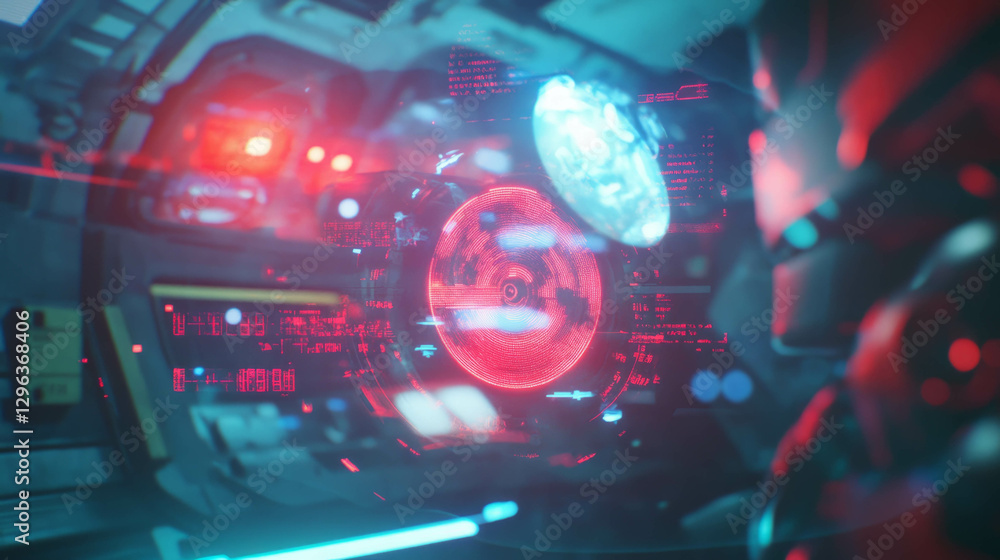 Futuristic holographic displays and digital interface design for technology background Futuristic holographic displays and digital interface design for technology background