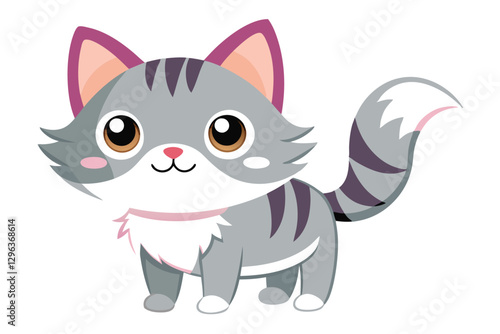 kawaii cute cat cartoon characters vector isolated illustration