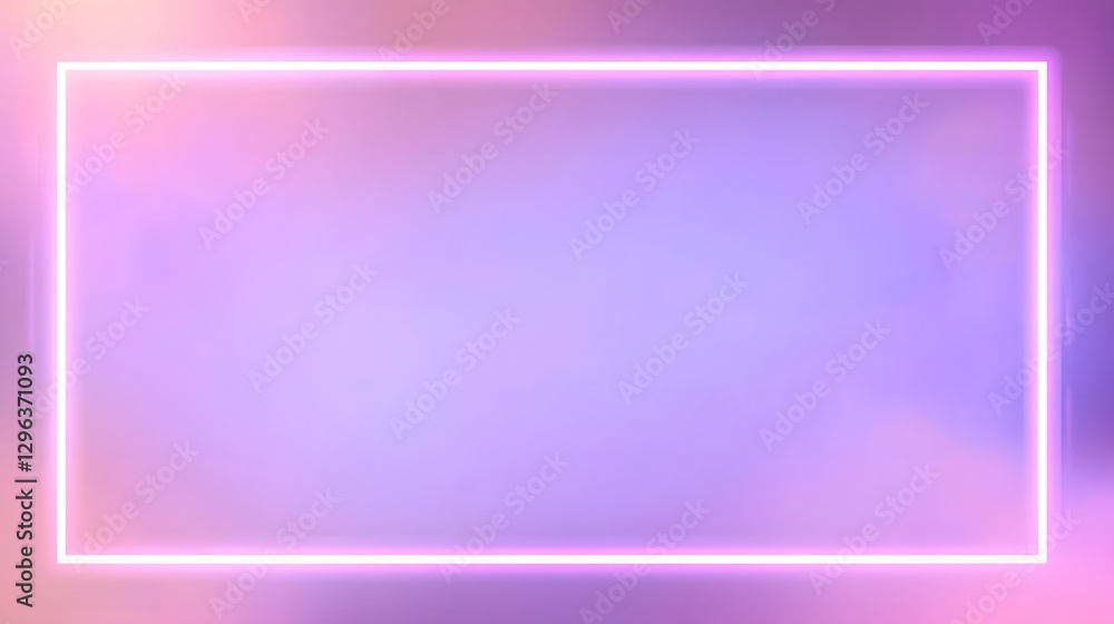 Obraz premium An illuminated rectangular frame shines against a colorful gradient background