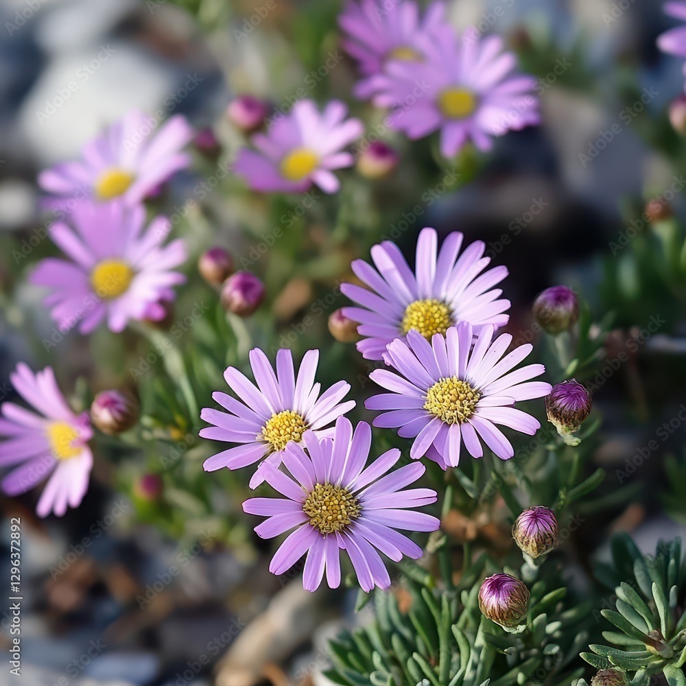 Beautiful purple wildflowers blooming in sunlight Beautiful purple wildflowers blooming in sunlight