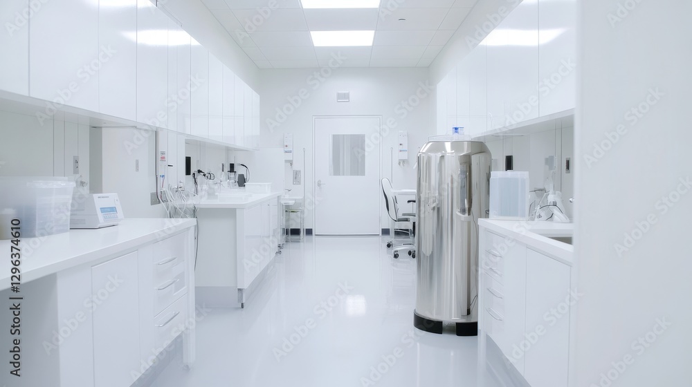 Modern Dermatology Lab Clean Room - Sterile environment, advanced skincare research, cosmetic innovation, scientific breakthroughs, beauty technology Modern Dermatology Lab Clean Room - Sterile environment, advanced skincare research, cosmetic innovation, scientific breakthroughs, beauty technology