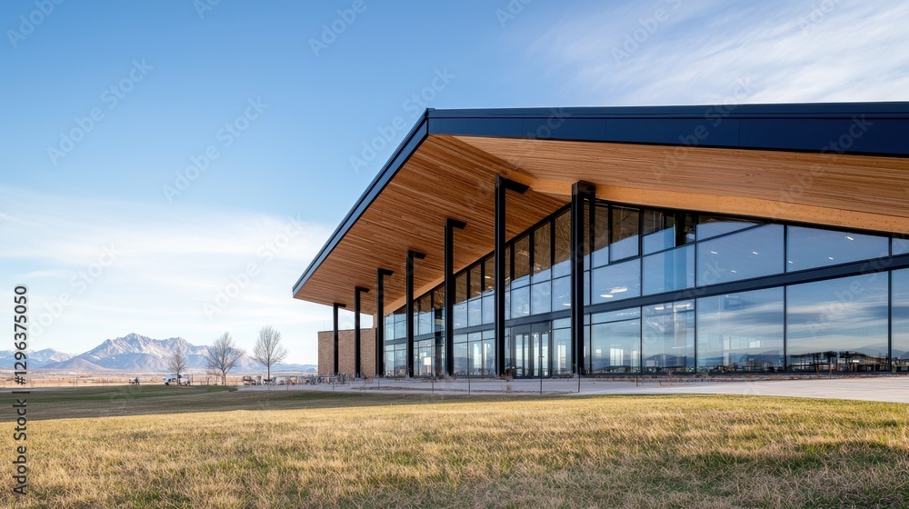 Modern Glass & Wood Office Building Exterior Modern Glass & Wood Office Building Exterior