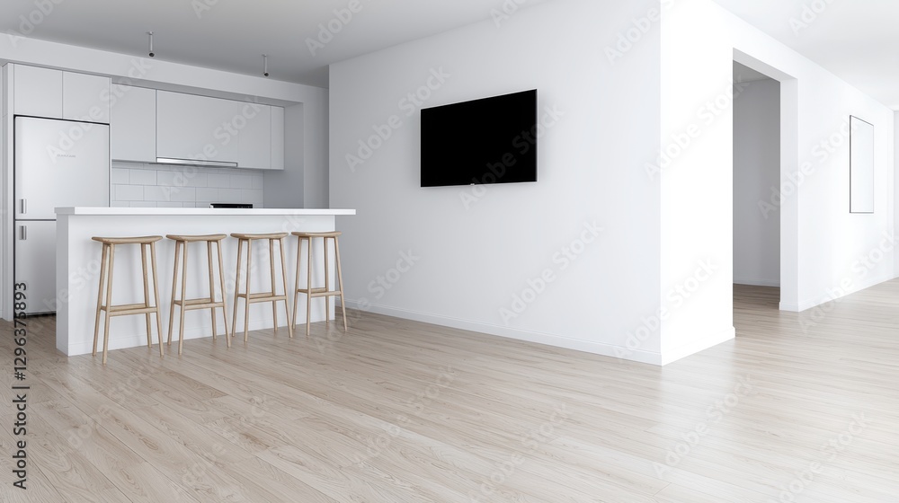 Obraz premium Modern Minimalist Kitchen Interior Design