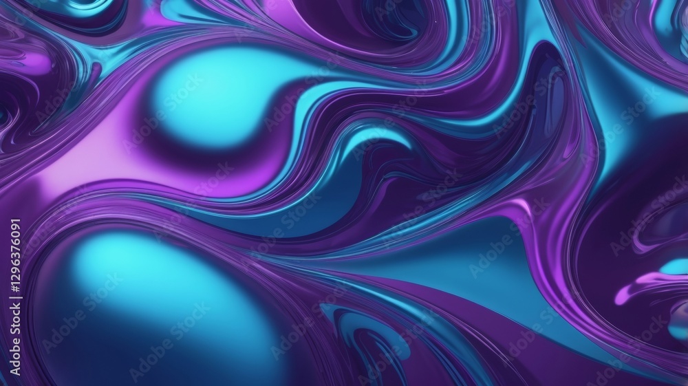 Fototapeta premium Futuristic Liquid Abstract Background in Glossy Blue and Purple Tones